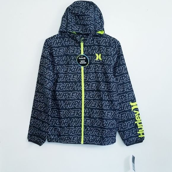 Hurley Water-Resistant Jacket Hoodie Windbreaker Jacket NEW Size XL 13-15 Years - Picture 2 of 16